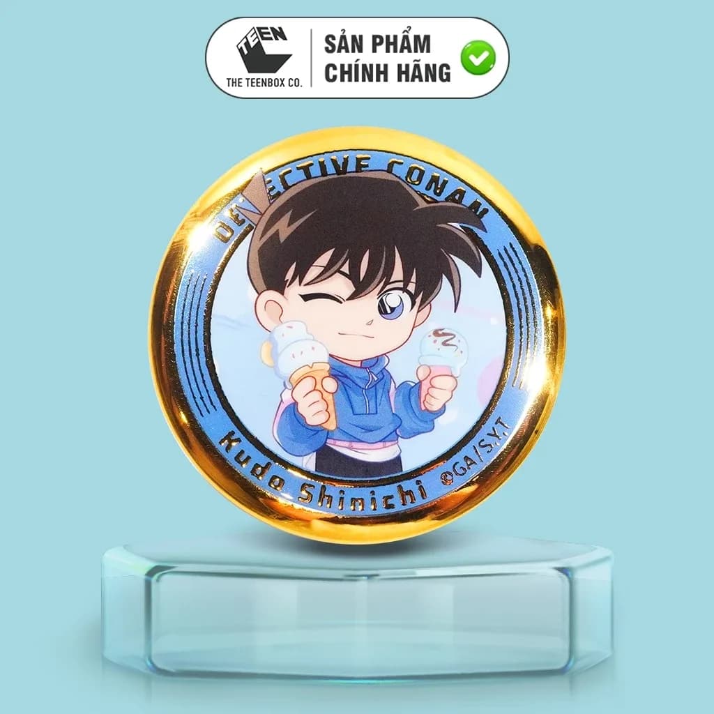 Huy Hiệu Chibi Conan Viền Vàng 58mm Blind Box Chính Hãng – Teenbox Phân Phối – Badge Anime Hộp Mù - Alternate