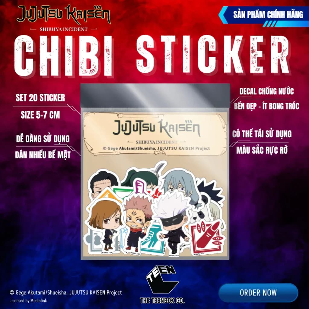 Bộ Sticker Chibi Jujutsu Kaisen - Sticker Anime Chống Nước Trang Trí Sổ Tay, Laptop, Balo, Bình Nước - Alternate